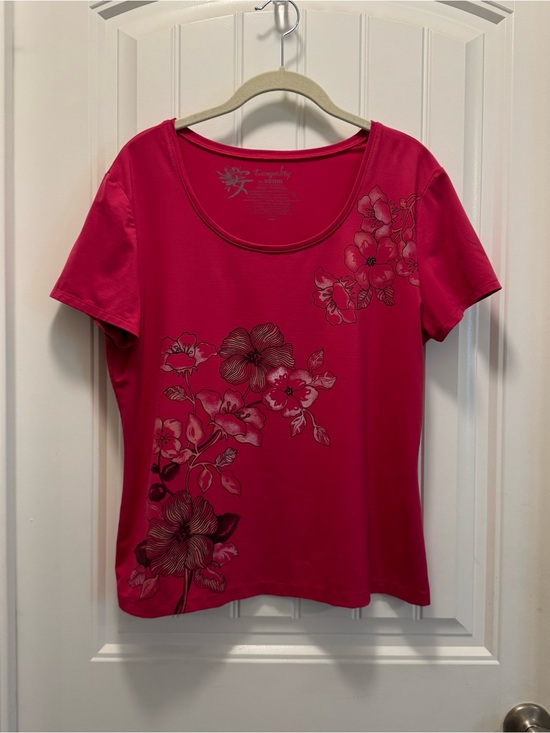 Soma Tops - Tranquility by Soma Womens Short Sleeve T Shirt Pink Floral Cottagecore Sz Large